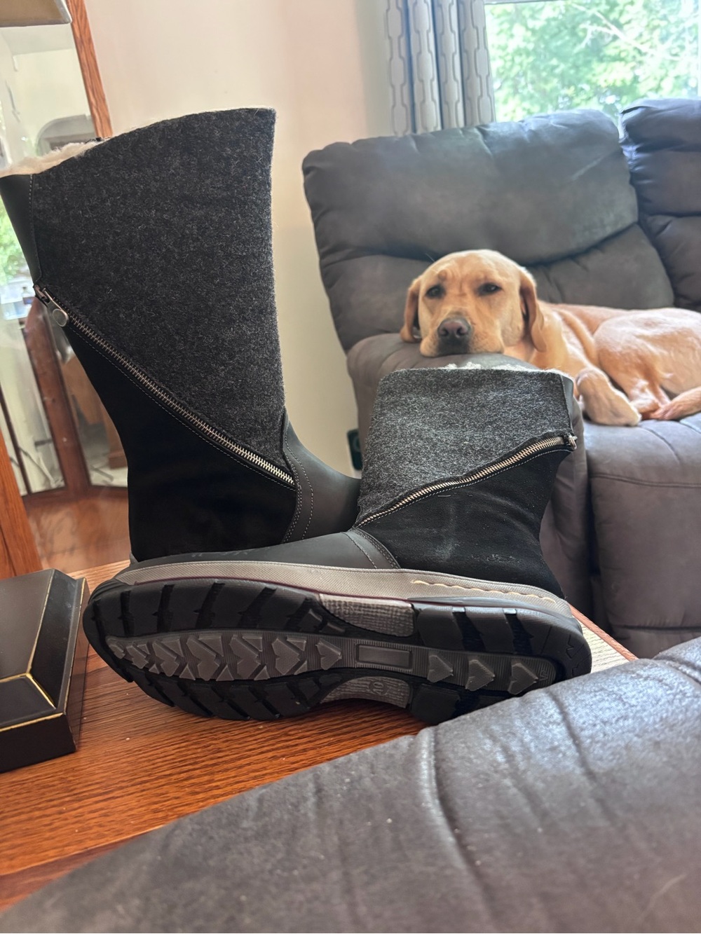Black & Gray Women's Zip-Front Winter Rain Boots